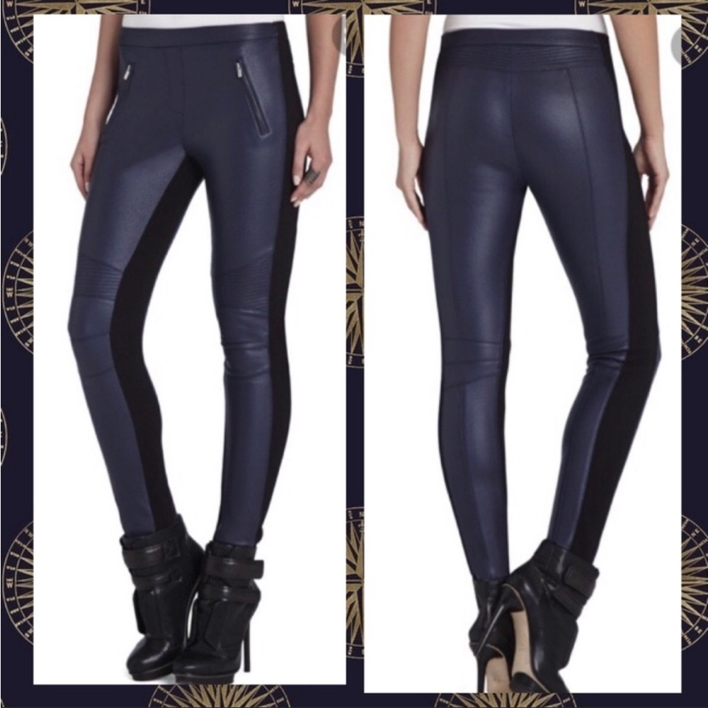 BCBGMAXAZRIA Kalin Faux Leather Moto Leggings Navy